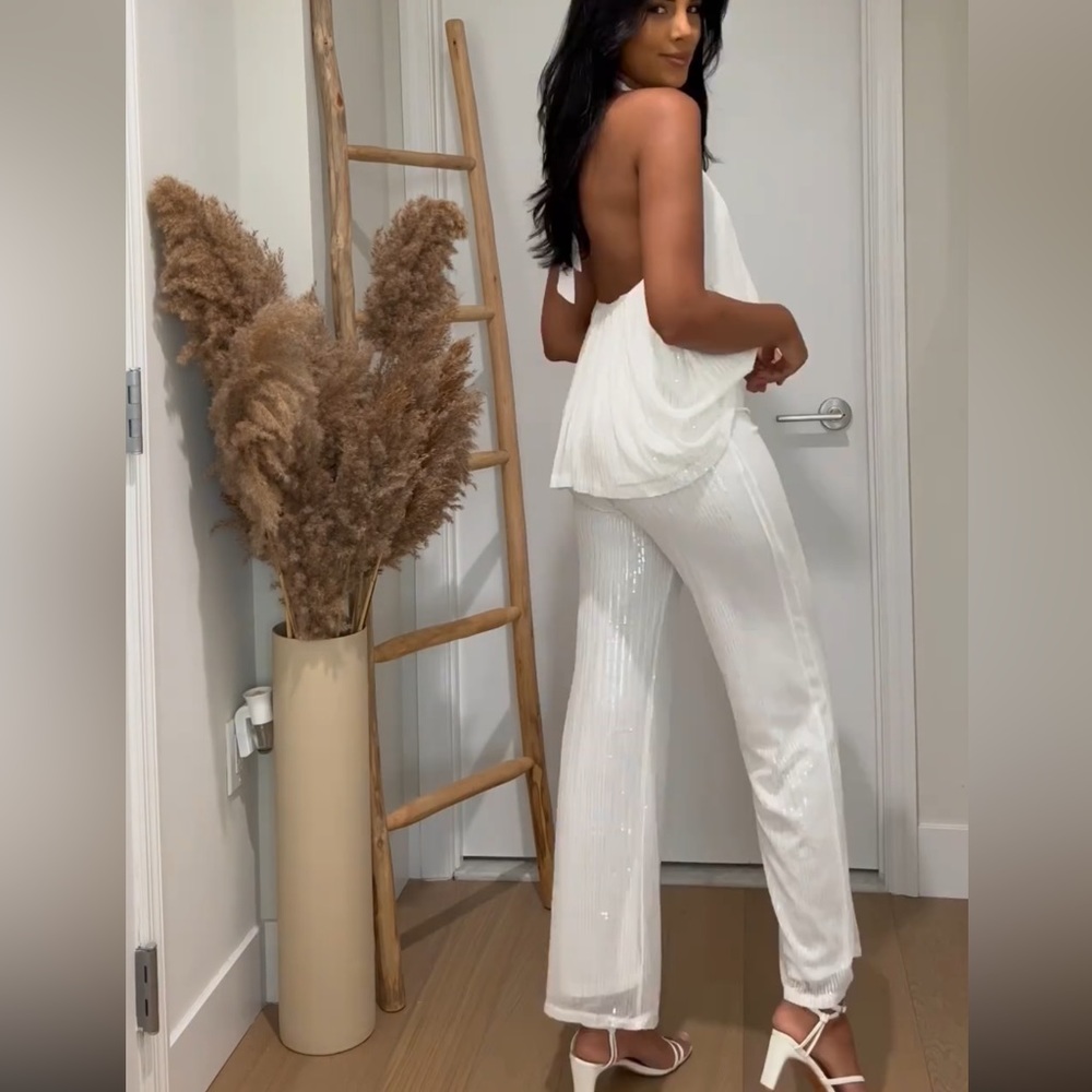 White Sequin Two Piece Set